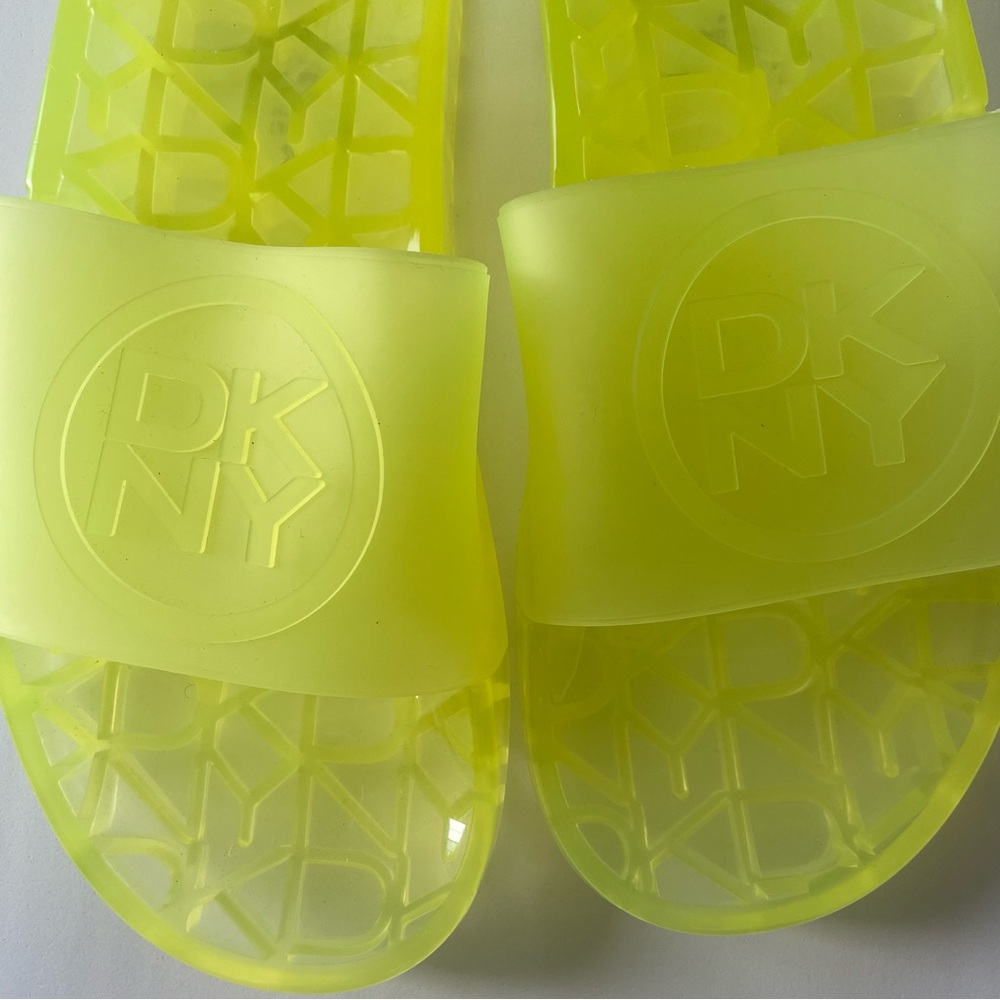 DKNY lime green women’s slide sandals